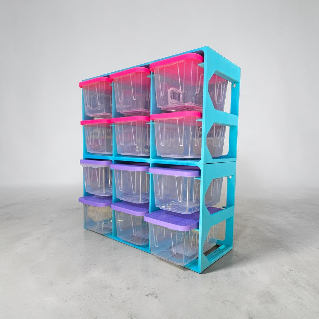 Modular Mini Tote Storage Rack, Stackable and Wall Mountable Hold 6 Compatible Mini Totes