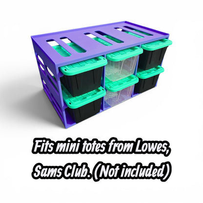 Teeny Tote Caddy & Mini Tool Box Stand – 6-Tote Storage Rack Compatible with Kobalt, U.S. General, Hyper Tough, Performax and More