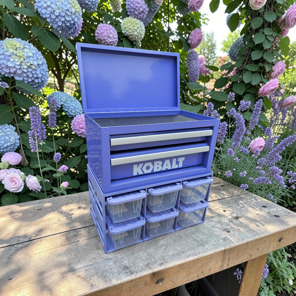 Teeny Tote Caddy & Mini Tool Box Stand – 6-Tote Storage Rack Compatible with Kobalt, U.S. General, Hyper Tough, Performax and More