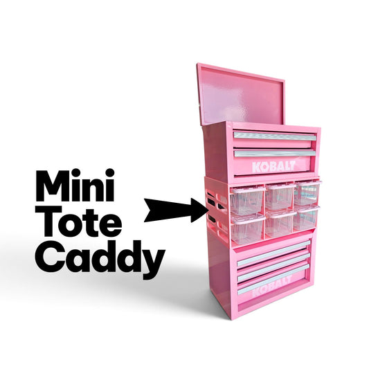 Teeny Tote Caddy & Mini Tool Box Stand – 6-Tote Storage Rack Compatible with Kobalt, U.S. General, Hyper Tough, Performax and More
