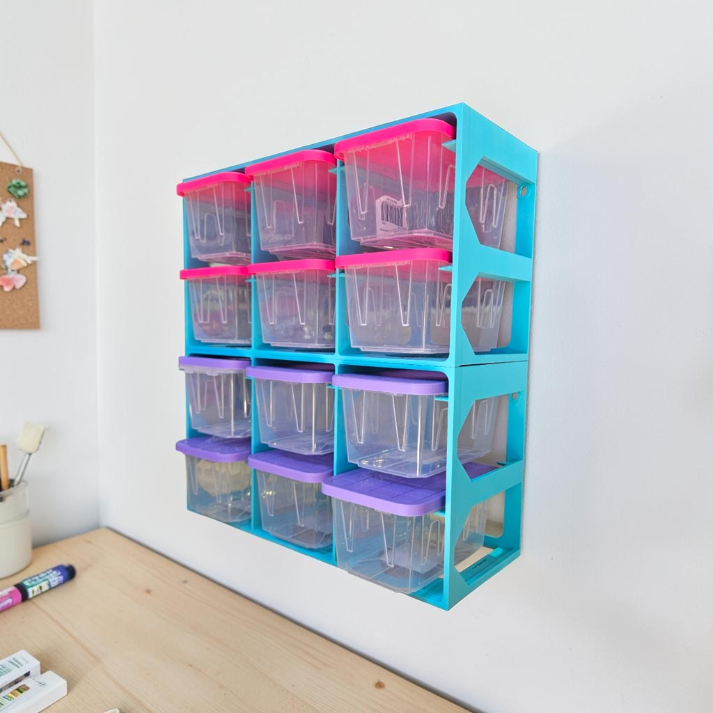 Modular Mini Tote Storage Rack, Stackable and Wall Mountable Hold 6 Compatible Mini Totes