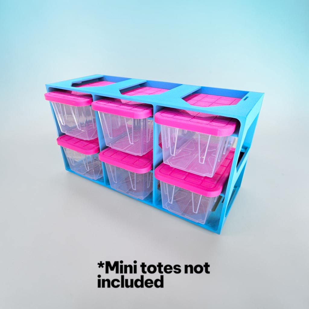 Modular Mini Tote Storage Rack, Stackable and Wall Mountable Hold 6 Compatible Mini Totes