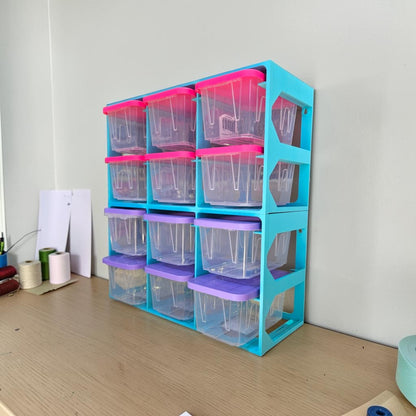 Modular Mini Tote Storage Rack, Stackable and Wall Mountable Hold 6 Compatible Mini Totes