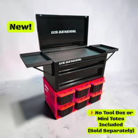 Teeny Tote Caddy & Mini Tool Box Stand – 6-Tote Storage Rack Compatible with Kobalt, U.S. General, Hyper Tough, Performax and More