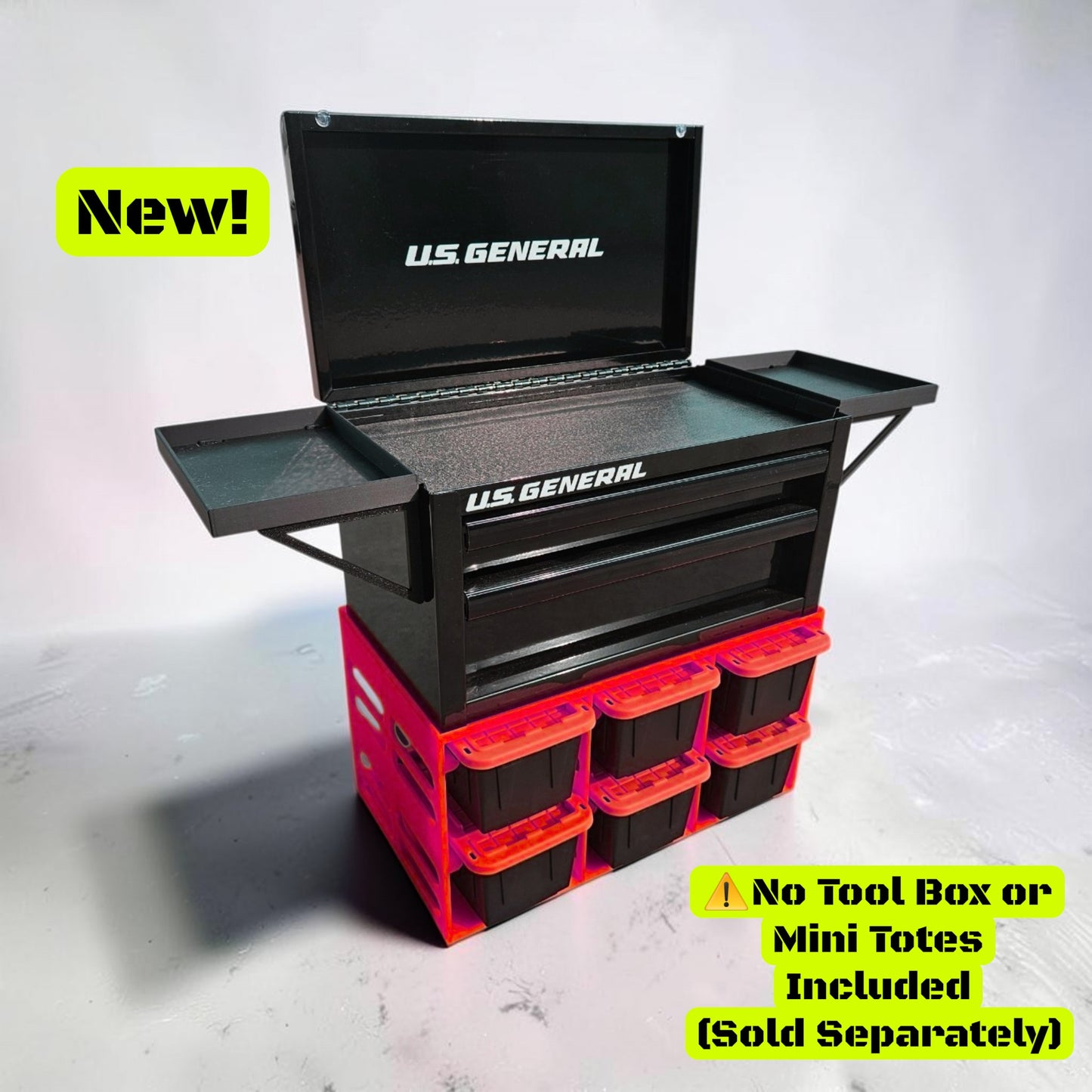 Teeny Tote Caddy & Mini Tool Box Stand – 6-Tote Storage Rack Compatible with Kobalt, U.S. General, Hyper Tough, Performax and More